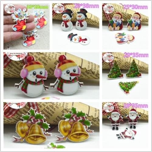 10pcs Resin planar kawaii Christmas snowman tree flat back Art Decoration Charm Craft DIY hair bow center accessories