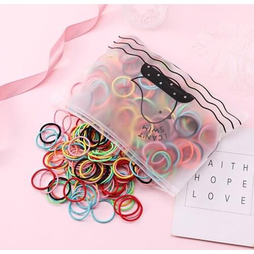100pcs/Set Bag Packed Girls Cute Colorful Elastic Hair Bands Gum For Ponytail Holder Scrunchie Headband Fashion Hair Accessories