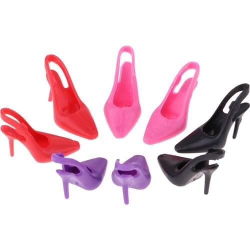 4 Pairs Miniature Accessories High Heel Shoes 1/6 Dollhouse Decoration Any Rooms