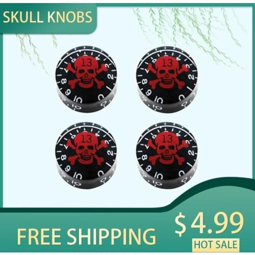 4pcs Skull Guitar Knobs Electric Guitar Bass Top Hat Knobs Speed Volume Tone Control Knobs for LP SG TL ST Style Guitar