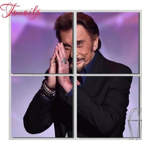 TOUOILP 5d diamond paitning 4pcs Johnny Hallyday Cross Stitch Full Square&Round Rhinestone Diamond Mosaic Diamond Embroidery