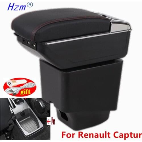 Car Armrest For Renault Captur Armrest box 2018 2019 2020 2021 accessories Storage box with cup holder ashtray USB