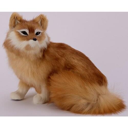 Big simulation yellow fox toy resin&fur sitting fox model gift about 35x28x26cm 2088
