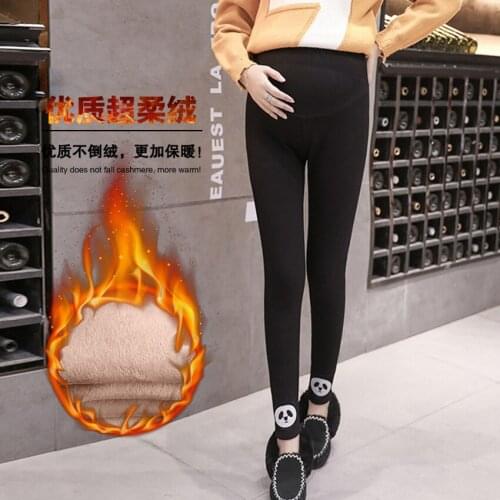 Pregnant womens pants in autumn and winter plus velvet pregnant women leggings fashion hundred tower feet stomach lift pants
