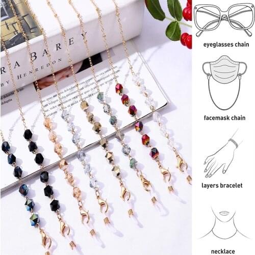 Crystal Beaded Glasses Chains For Women Face Mask Chain Holder Anti-Drop Sunglasses Chain Lanyard Necklace Eyeglasses Jewelry