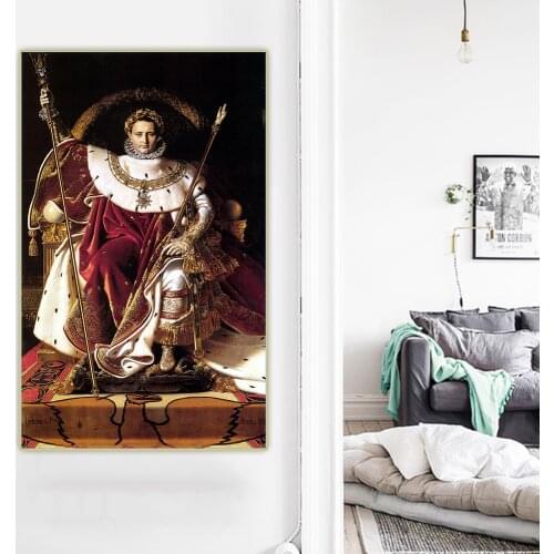 Citon Ingres《Emperor Napoleon I On His Imperial Throne》Canvas Oil Painting Artwork Picture Background Wall Decor Home Decoration