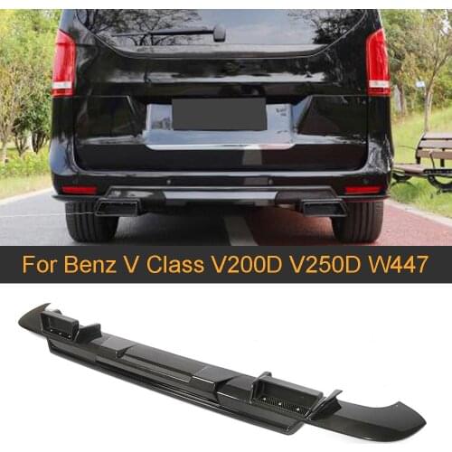 For Mercedes-Benz V Class V200D V250D W447 2016 - 2018 Dry Carbon Fiber Car Rear Bumper Diffuser Lip Spoiler