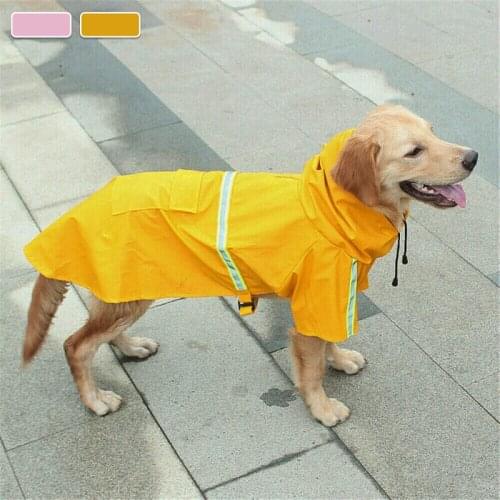 PU Leather Raincoat for Dog Waterproof Coat Jacket with Hat Reflective Raincoats Clothes for Small Medium Large Dogs Product