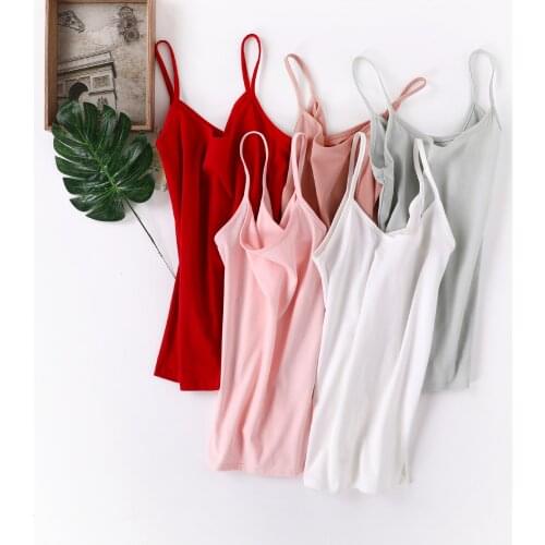 Elegant Lady Quality O Neck Cotton Camis Spring Summer Women Spaghetti straps Slim Top Camisole Fashion Streetwear Solid Tanktop