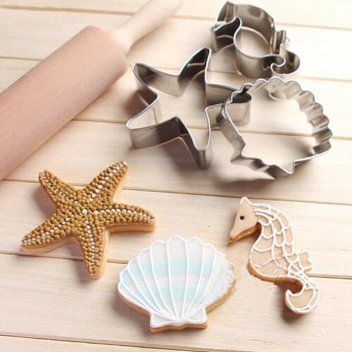 Cookie Moulds 3pcs Stainless Steel Cookie Cutter Sets Ocean Sea Star Shells Sea Horse Moulds Biscuit Cake Molds Cookie Tools