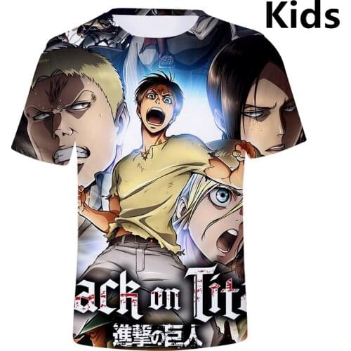 3 To 14 Years Kids T Shirt Anime Attack On Titan 3D Printed Tshirt T-Shirt Boys Girls Harajuku Cartoon T Shirts Children Clothes
