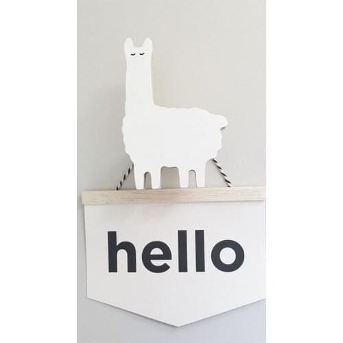 Canvas Hello Banner Nordic Style Wall Door Hanging Canvas Baby Childrens Room Nursery Decorations Wall Art Inspirational Gift