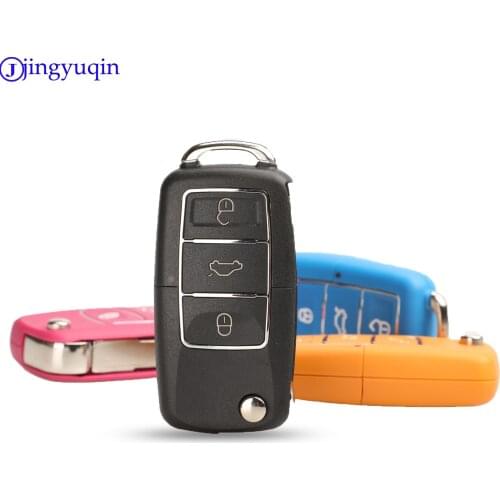 Jingyuqin 3 Button Folding Remote Car Key Case For Volkswagen VW Golf Passat Polo Jetta Touran Bora Sharan