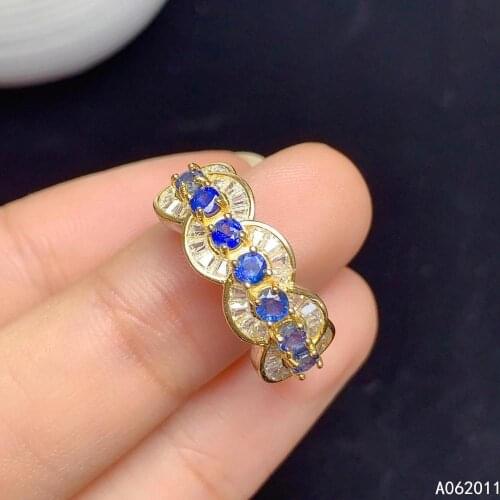KJJEAXCMY fine jewelry natural sapphire 925 sterling silver luxury new gemstone women ring support test with box