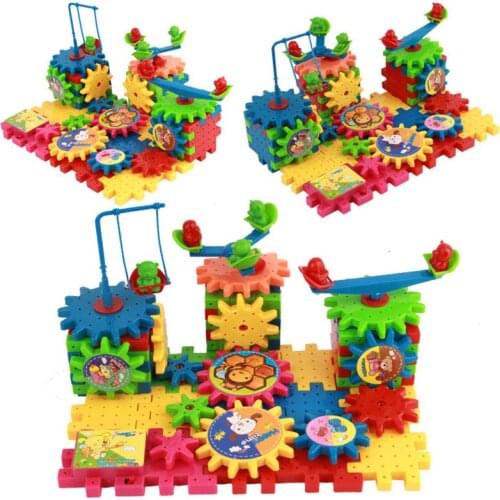 81Pcs/Set Electric Assembly Building Blocks Jigsaw Educational Toys For Children 3D Gears Model Building Kit Plastic Brick Gifts