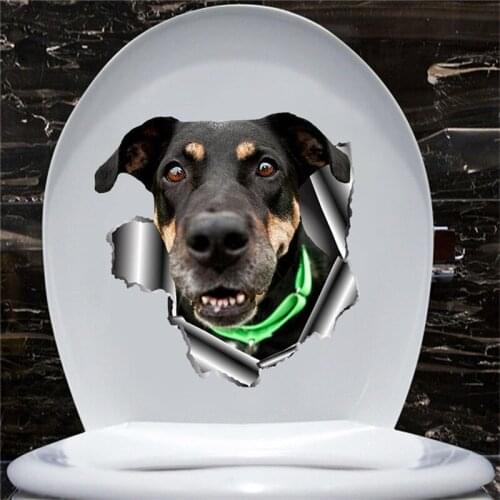 Personality big dog 3D Wall Sticker Bathroom Toilet Kids Room Decoration Wall Decals Sticker Refrigerator Waterproof Poster
