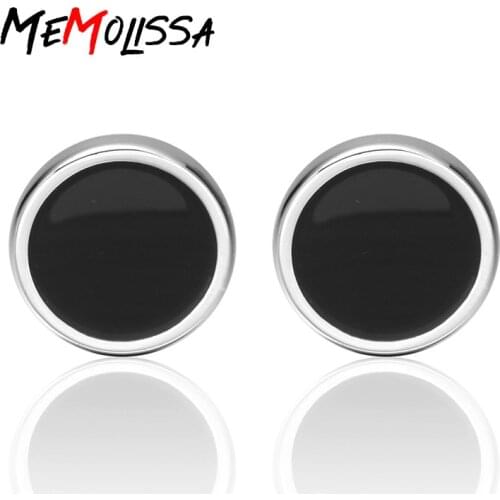 Memolissa Classic shirt cufflinks for mens Brand cuff buttons Black Enamel Round Cuff links High Quality Wedding abotoaduras