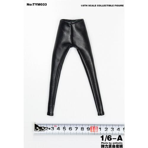 1/6 Scale Female Clothes Model TYM033 Black Leather Tight Pants Trousers Fit 12" TBL PH Figure Body Full Figure Women