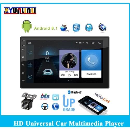 YUNLINLI 2 Din 7 Inch Car Multimedia Player HD Screen Car Monitor Car Stereo Radio With GPS Reversing Image Function Android 8.1
