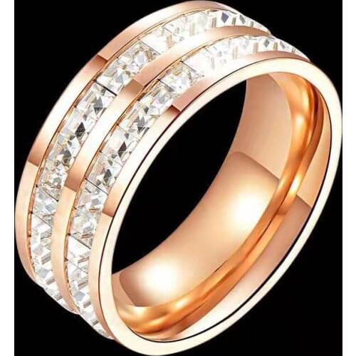 Trend zircon titanium steel diamond ring stainless steel couple ring net red diamond ring female lover fashion jewelry gift