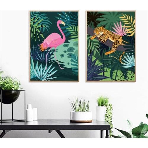 Wall Art Animal Canvas Painting Koala Jungle Posters and Prints Nordic Monstera Leaf Pictures for Living Room Home Decoration