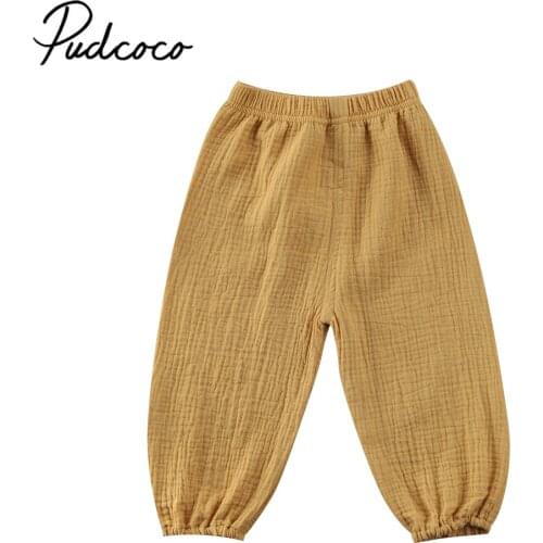 2017 Brand New Toddler Infant Child Baby Girls Boy Pants Wrinkled Cotton Vintage Bloomers Trousers Legging Solid Pants 6M-4T