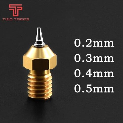 New arrivals E3D V5 V6 Brass Nozzle M6 threaded 0.2/0.3/0.4/0.5mm Removable Stainless Steel Tips for 1.75mm filamnet