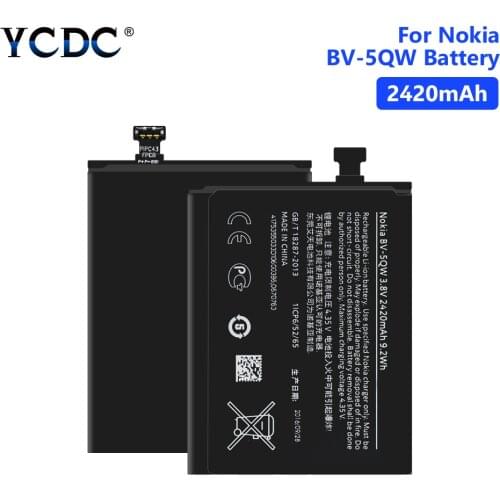New High Quality BV-5QW BV5QW Li-ion Phone Battery For Nokia lumia 929 929+ 930 RM927 2420mAh Replacement Batteries