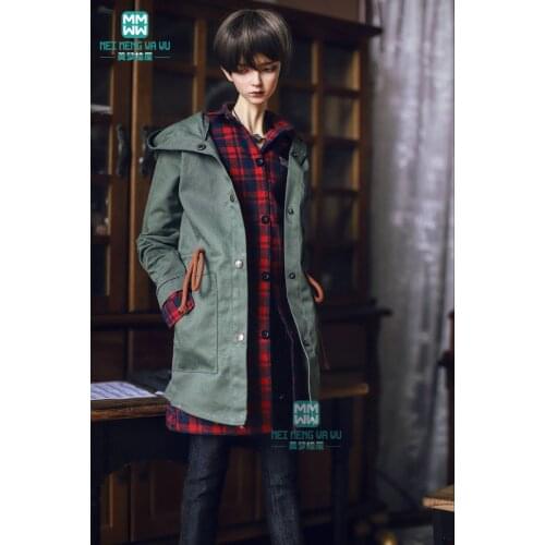 Doll clothes fits 70cm--80cm BJD uncle fashion wild jeans black plaid fashion wild shirt jacket