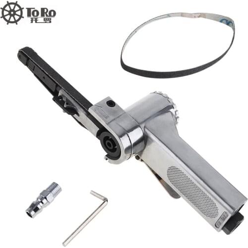7100 10mm Pneumatic Air Belt Sander Drawing Machine Polishing Grinding Die-casting Aluminum Tools with 2pcs Sanding Belts