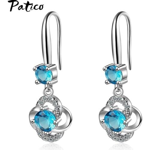 Classic CZ Crystal 925 Sterling Silver Drop Earrings for Women Female Party Jewelry Korea Trendy Ear Pendant Not Allergic