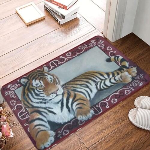 Tiger Doormat Carpet Mat Rug Polyester PVC Non-Slip Floor Decor Bath Bathroom Kitchen Balcony 40*60