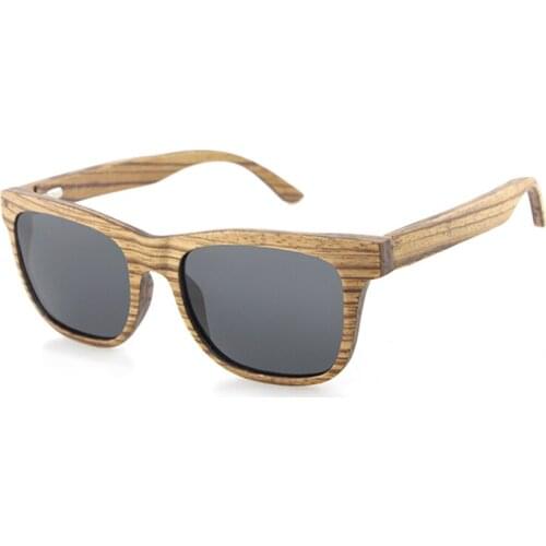 Dropshipping Fashionable Custom Polarized Men Square Natural Walnut Wood Grain Laminated Sunglasses for Fishing