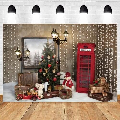 Christmas Backdrops For Photography Room Telephone Booth Toy Background Photo Studio Baby Portrait Vinyl Photocall Photozone