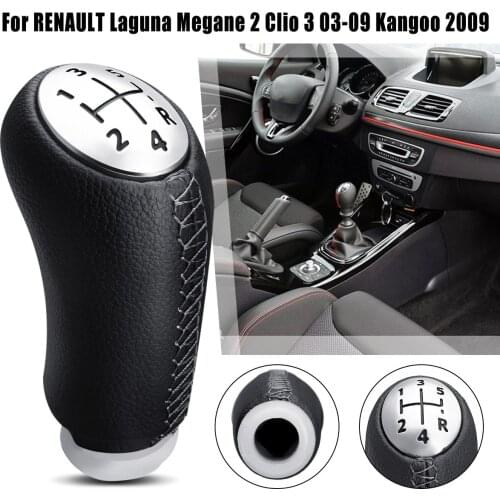 5 Speed Gear Knob PU Leather Head Stick For Renault Laguna Megane 2 Clio 3 2003 2004 2005 2006 2007 2008 2009 Scenic2 Kangoo