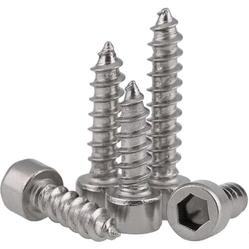 High-quality 5pcs / 10pcs M2 M2.6 M3 M3.5 M4 M5 M6 Allen Hex Hexagon Socket Cap Head Self-tapping Screw Furniture Wood Screw