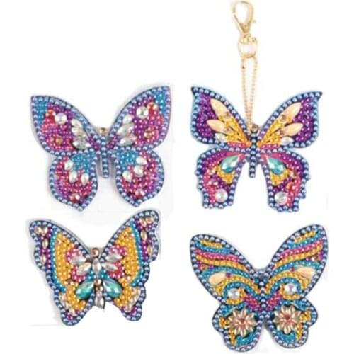 DIY Butterfly Diamond Painting Keychain Pendant Full Drill Special Shaped Diamond Embroidery Cross Stitch Women Bag Decoration