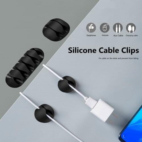 Silicone USB Cable Organizer & Cable Winder Cable Management Clips Desktop Phone Cables holder for Mouse Earphone Holder