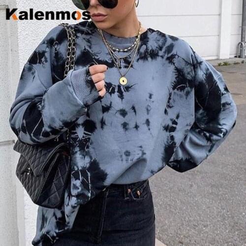Sweatshirt Women Hoodies Spring Fall Hip Pop Long Sleeve Harajuku Tie Dye Pastel Punk Kpop Hoodie Cotton Streetwear Hoodies