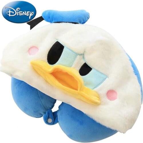 Disney Cartoon Cute Donald Duck Hooded U-shaped Pillow Student Neck Pillow Travel Airplane Cushion