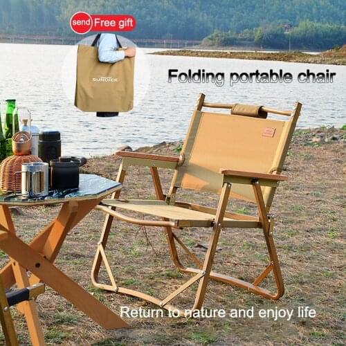 Wood Grain Outdoor Director Portable Folding Chair with Storage Bag, Oxford Cloth, Easy to Install & Carry，for Fishing, Beach