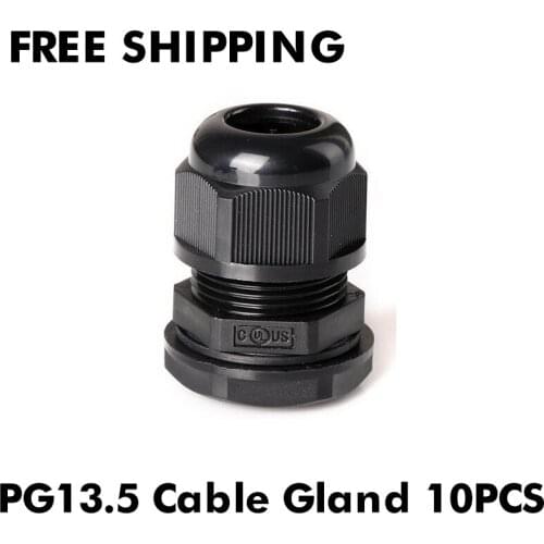 Waterproof IP68 pressacavo Cable Gland 10pcs Cable entry Strain Relief Cord Grip PG13.5 Grey Black Plastic Nylon