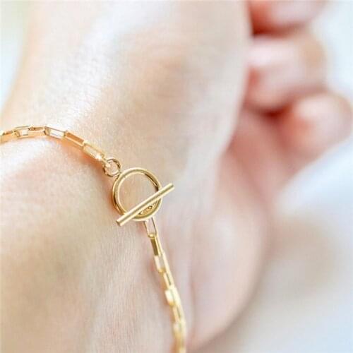 14K Gold Filled Chain Bracelet Handmade Gold Jewelry Boho Charms Bracelets Vintage Anklets for Women Bridesmaid Gift Bracelet