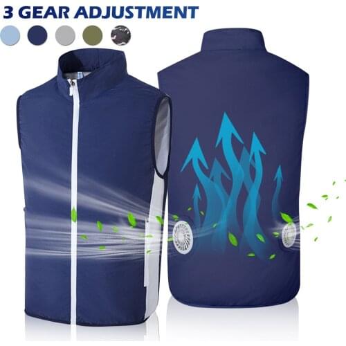 Summer Cooling Vest With Fans Air Conditioning Clothing 3 gear Adjustable 4500h Life Waterproof Hiking Vest For Camping Running