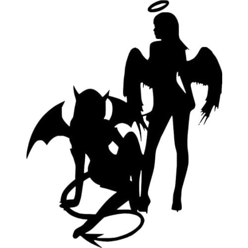 10.4*13.2CM Sexy Angel Demon Girl Friends Car Sticker Good Quality Black/Silver Vinyl Decal Fantastic Style C20-0456