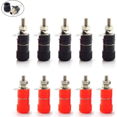 10pcs 4mm Banana Plugs Posting Connector Splice Terminals For Amplifier Speaker Terminal Audio Jack Red and Black DIY Connectors