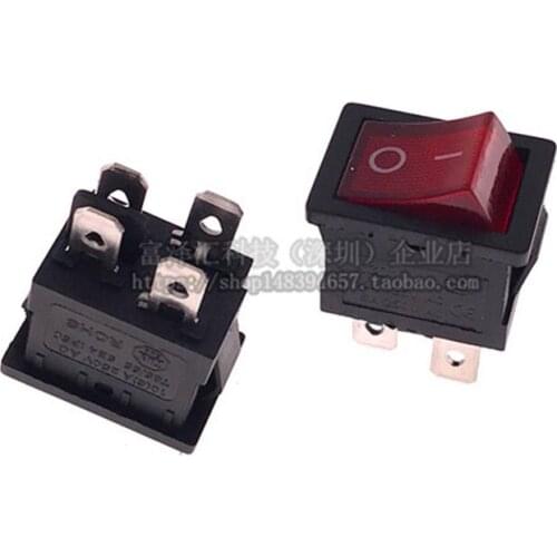 10PACK KCD1-104 Red Boat Button Switch On/Off Rocker With Light Two Files 4 Pin 6A 250V/10A 125V 15mm*21mm Copper Core