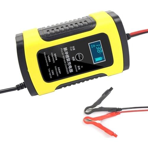 12V 6A Automatic Motorcycle Car Battery Charger LCD Display Pulse Repair Chargers Wet & Dry Lead Acid Battery Charger US EU AU