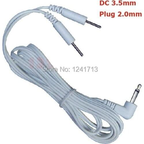Freeshipping 2pcs/set DC 3.5MM 2 in1 TENS unit Electrode lead Wires cables REUSABLE 2mm Plug in LONG-LIFE Massage Machine