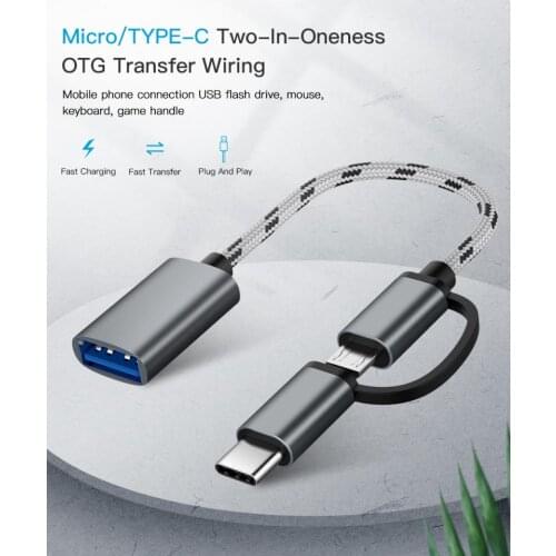 2 In 1 USB OTG Adapter Cable Type-C Micro USB To USB Interface Converter for Cellphone Type C Micro Usb OTG Usb Adapter
